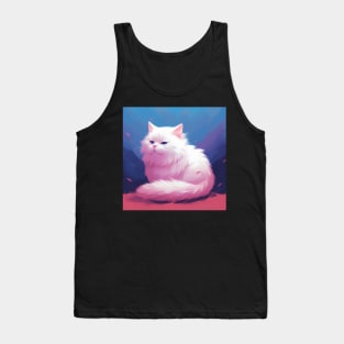 Snowy Serenity: The Allure of White Fluffy Cats Tank Top